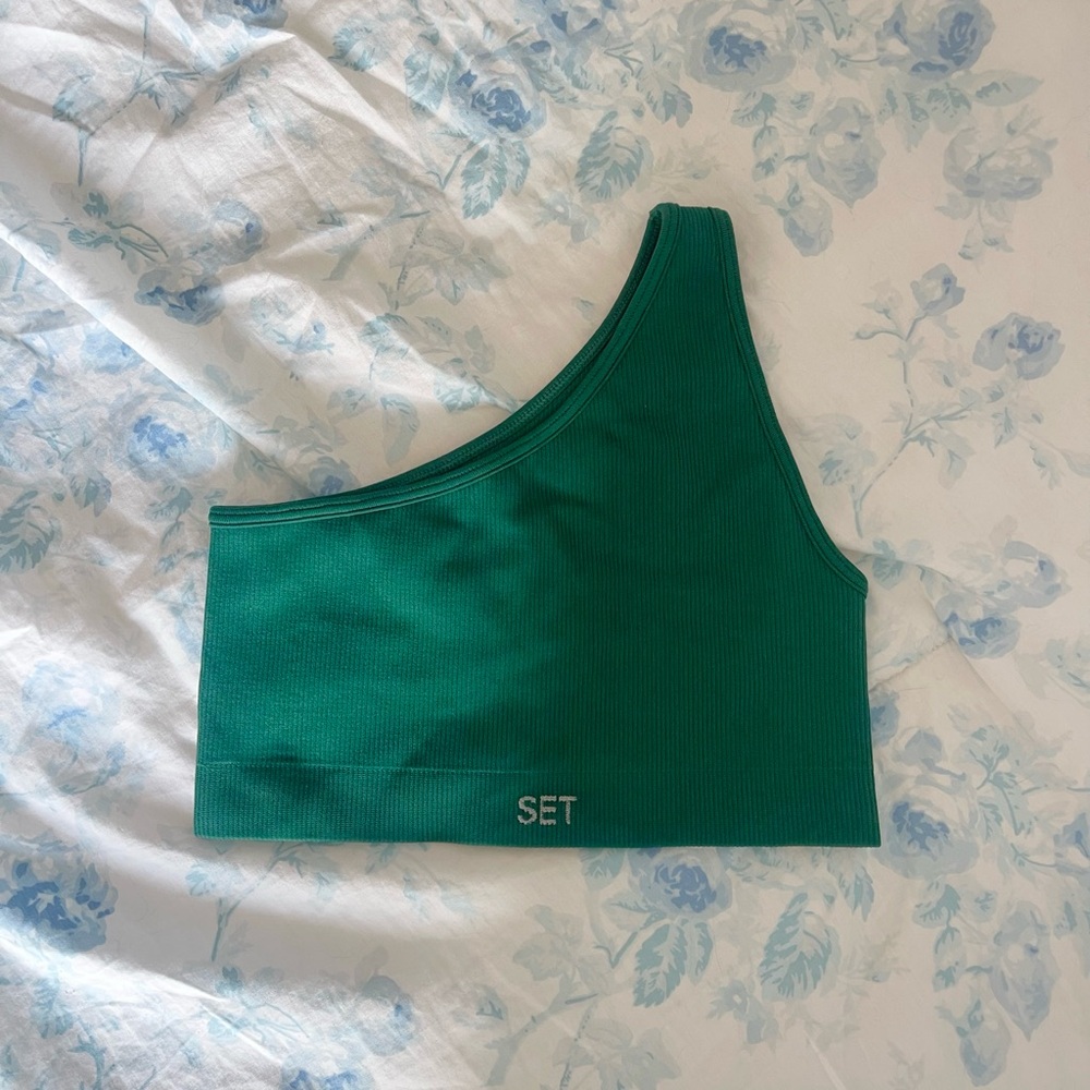 Set Active Green Ribbed Sports Bra